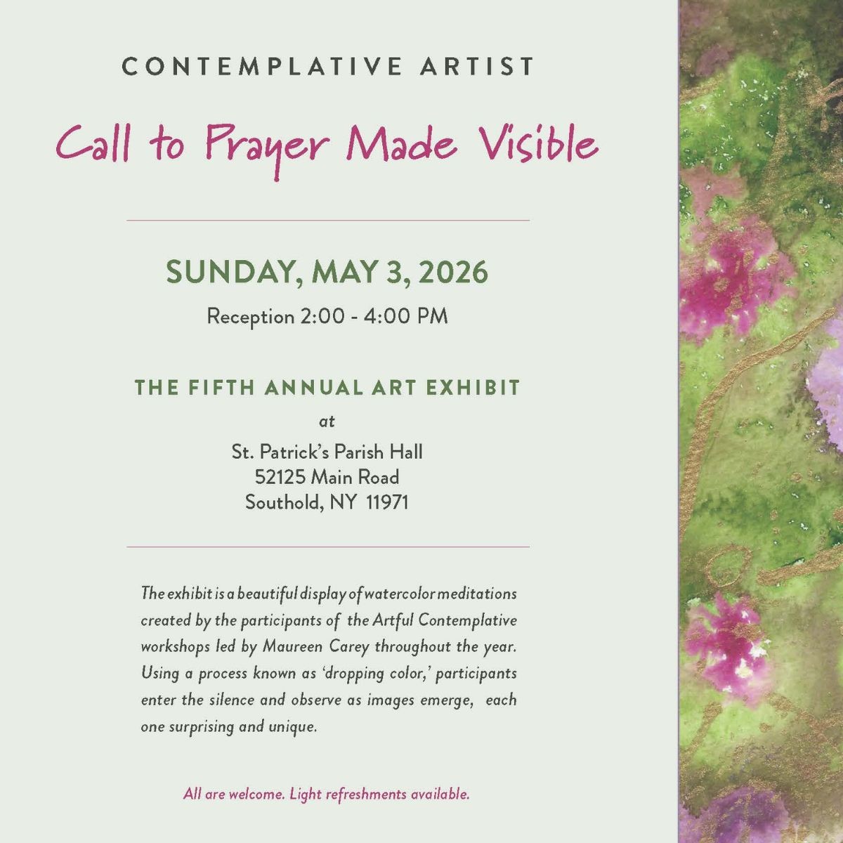 5th Annual Art Exhibit: Contemplative Artist